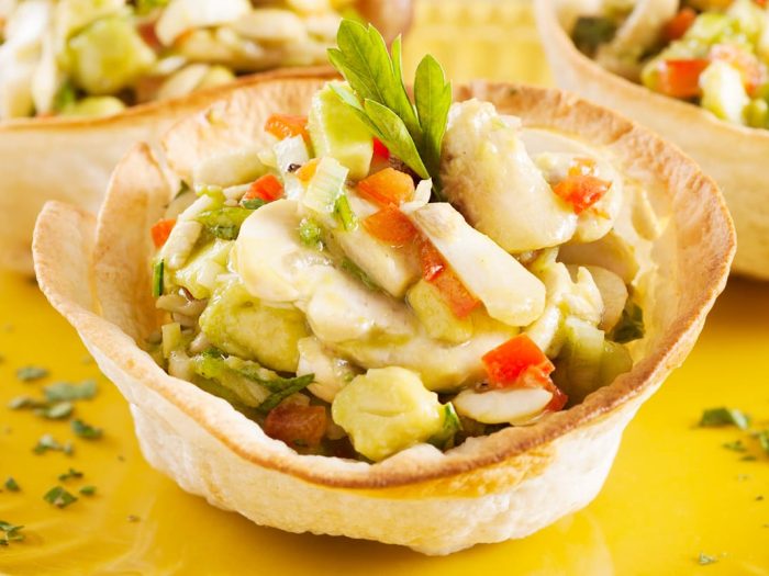 Canastitos con ceviche de champiñones